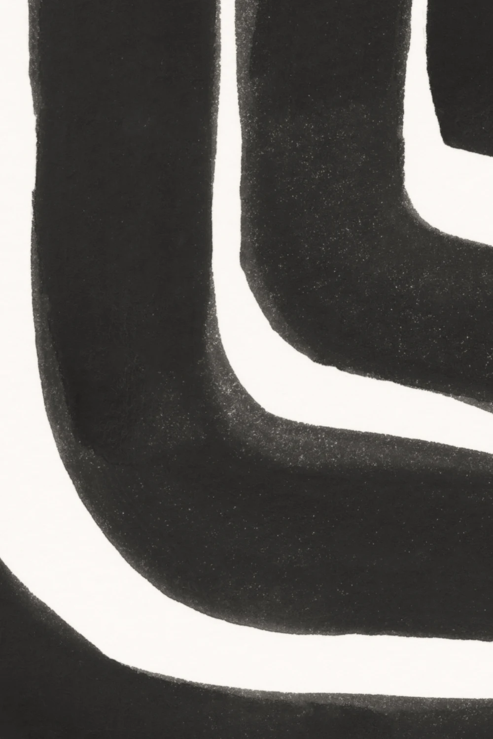 Hand Painted Maze Geometric Mural in Monochrome