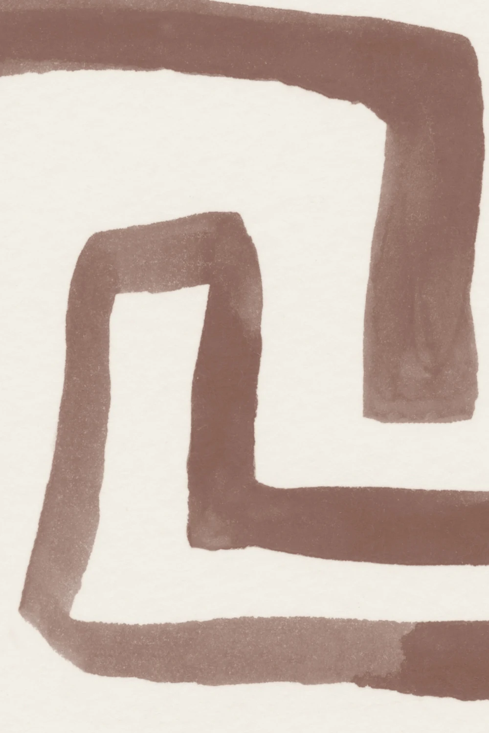 Hand-Painted Maze Pattern Mural in Brown
