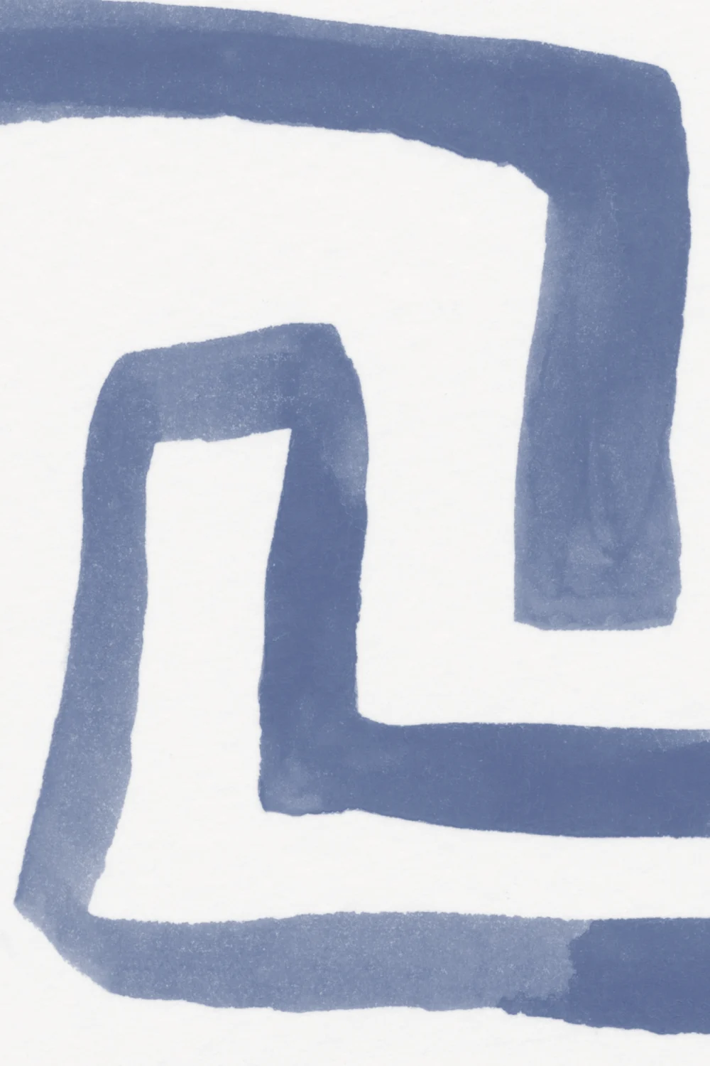 Hand-Painted Maze Pattern Mural in Blue