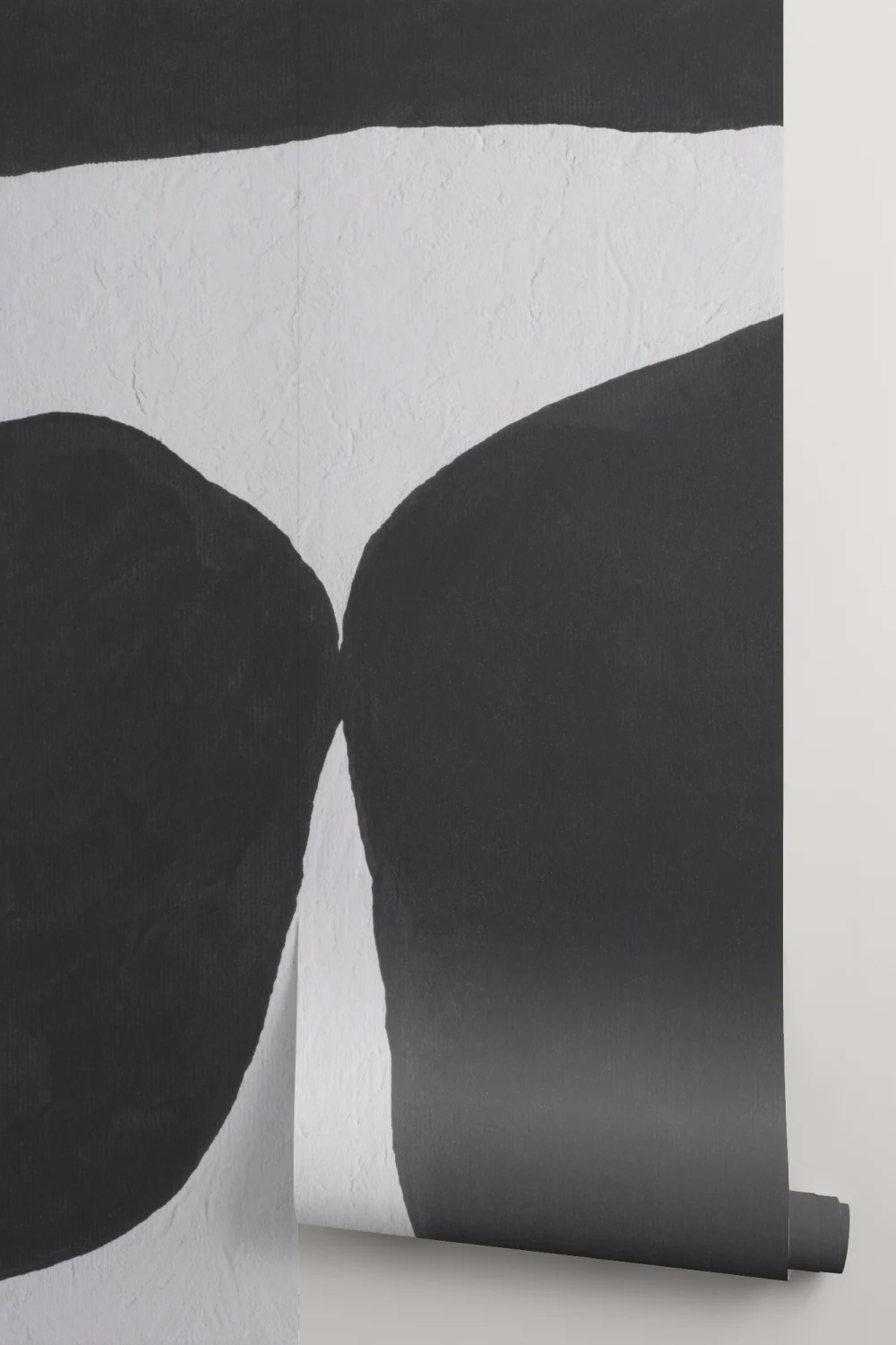 Bold Minimal Abstract Shapes Wall Mural in Black with Textured Plaster Effect