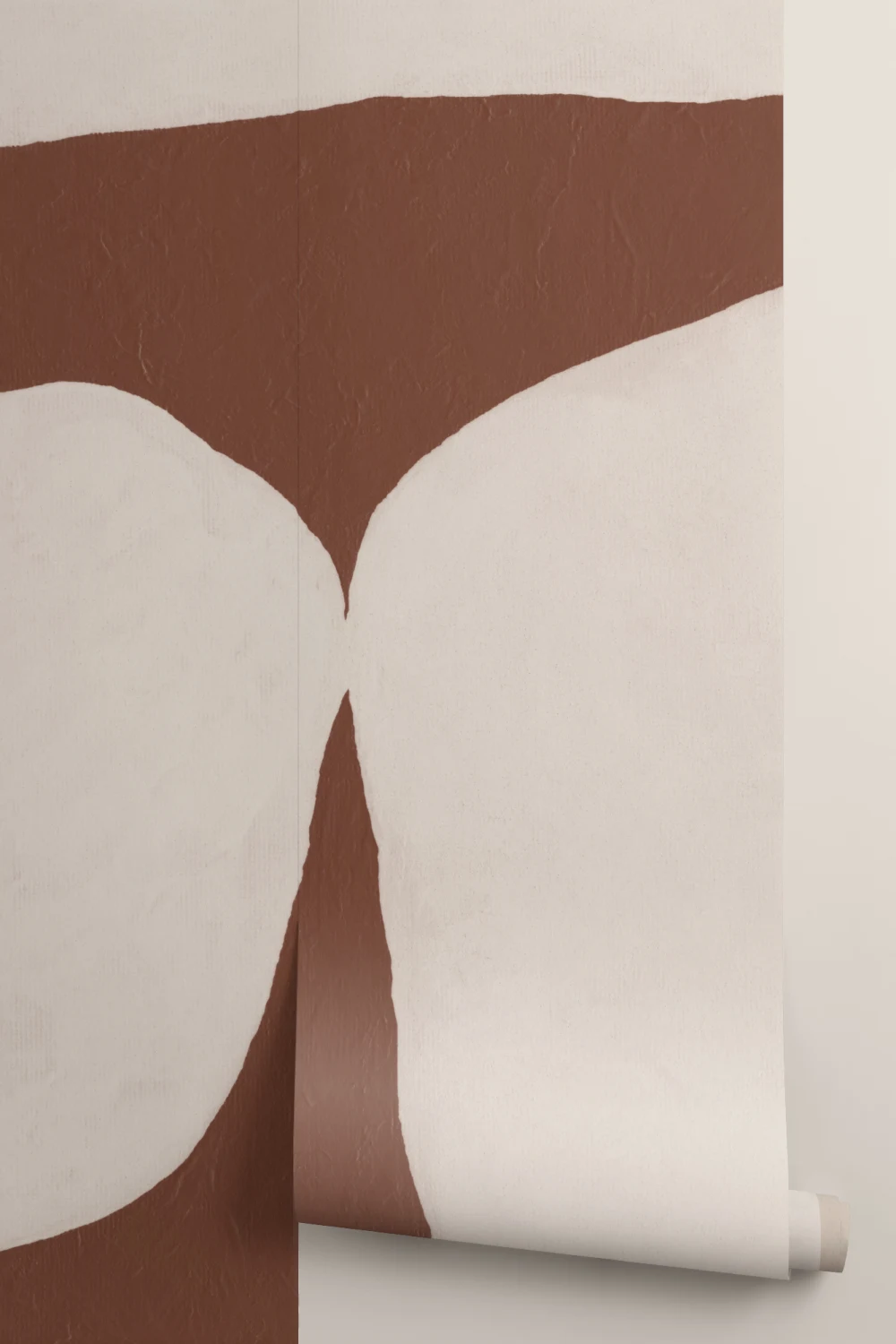 Bold Minimal Abstract Shapes Wall Mural in Terracotta with Textured Plaster Effect