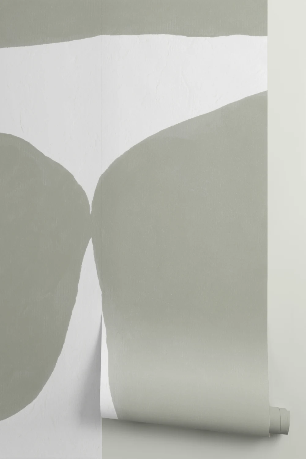 Minimal Abstract Shapes Wall Mural in Sage Green with Textured Plaster Effect