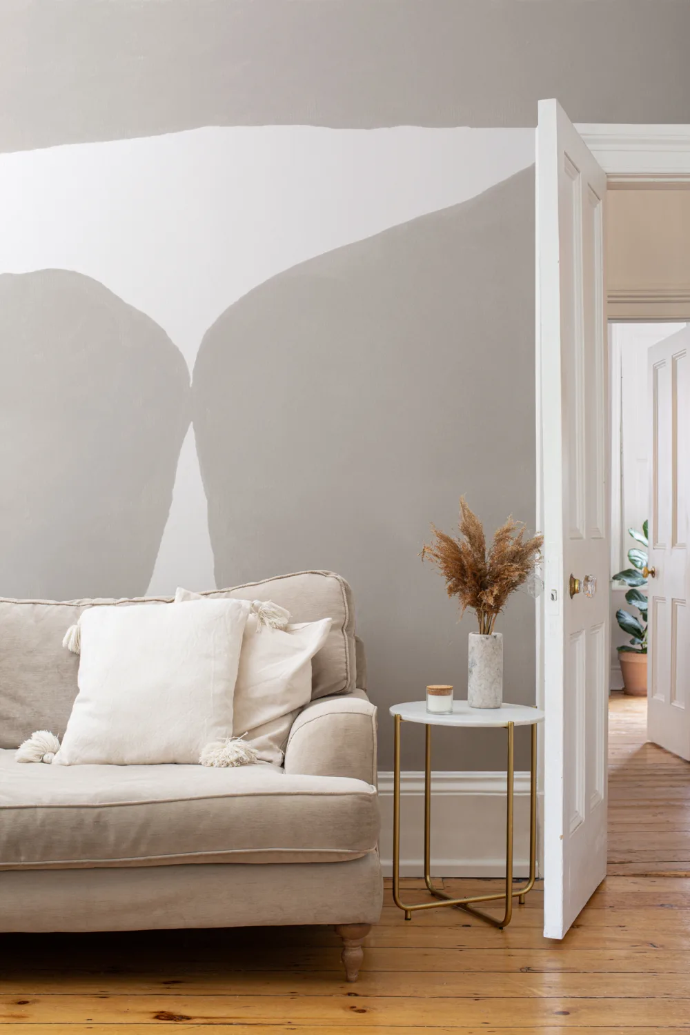 Minimale abstrakte former Fototapet i beige med strukturert gipseffekt