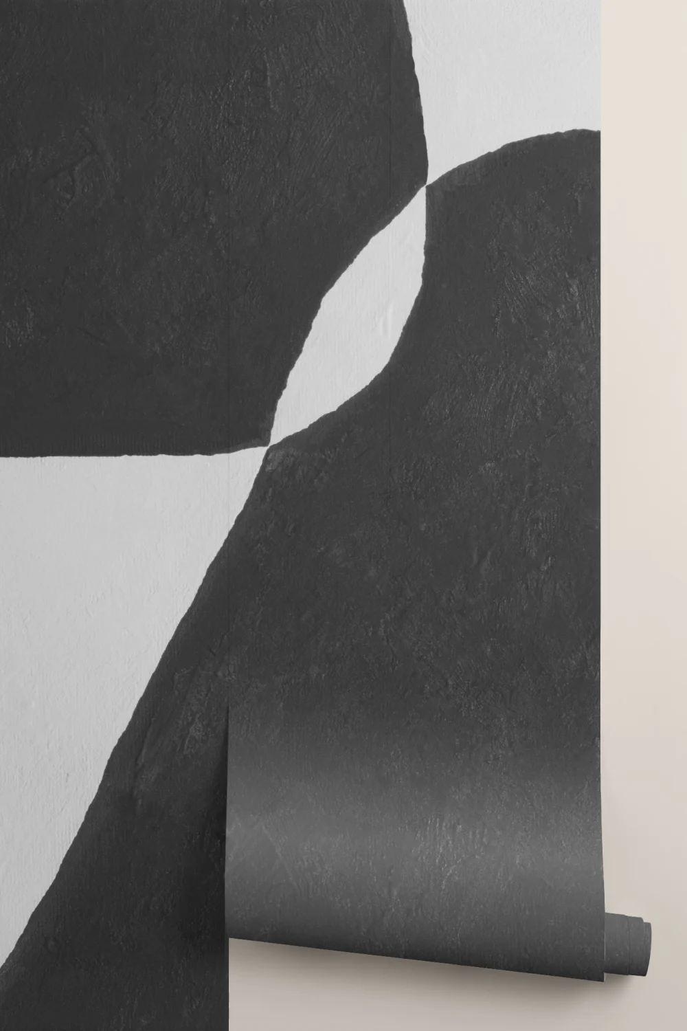 Moderne Fototapete mit Gips-Effekt und abstrakten Formen in Schwarz und Weiß
