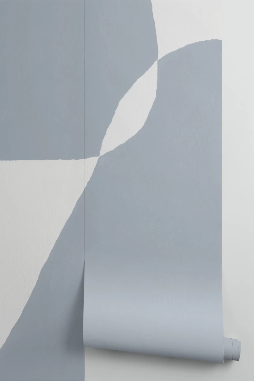 Modern Plaster-Effect Abstract Shapes Wall Mural in Blue and White
