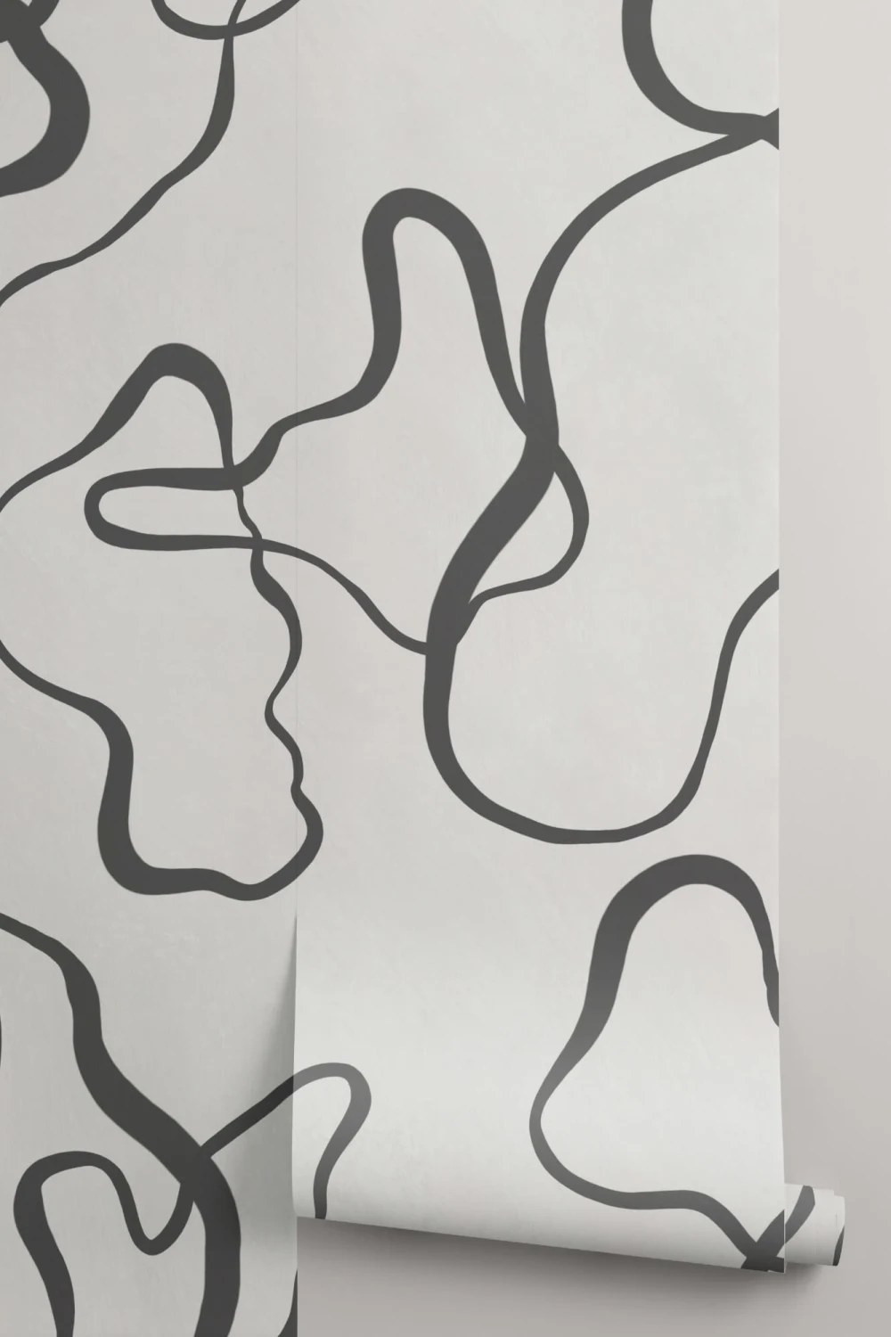 Black Modern Abstract Scribble Drawing Wallpaper Mural