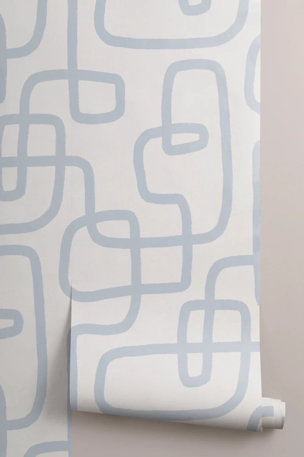 Carta da Parati Astratta con Linee in Beige e Azzurro