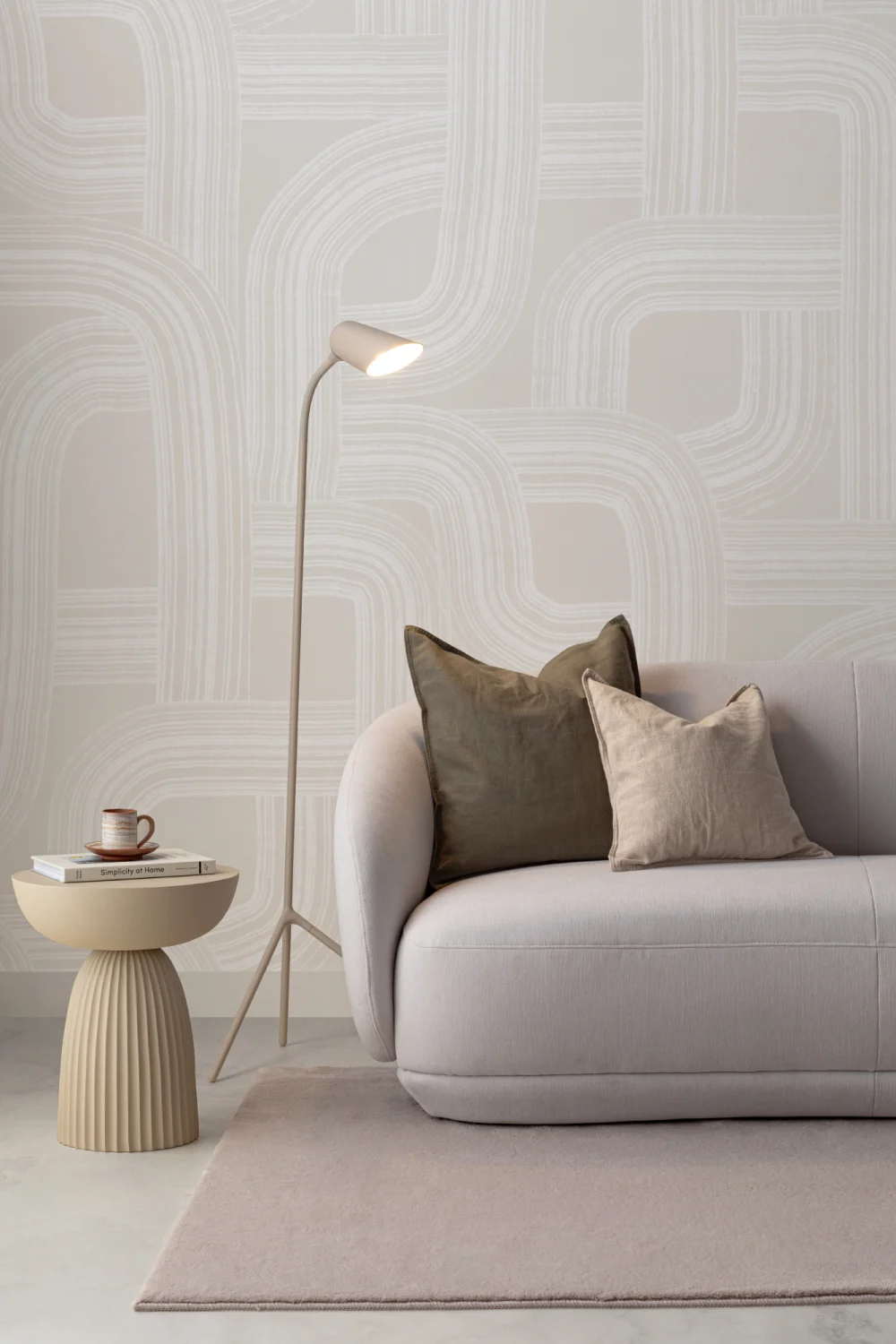 Calm Cream Minimalist Lines Fototapet
