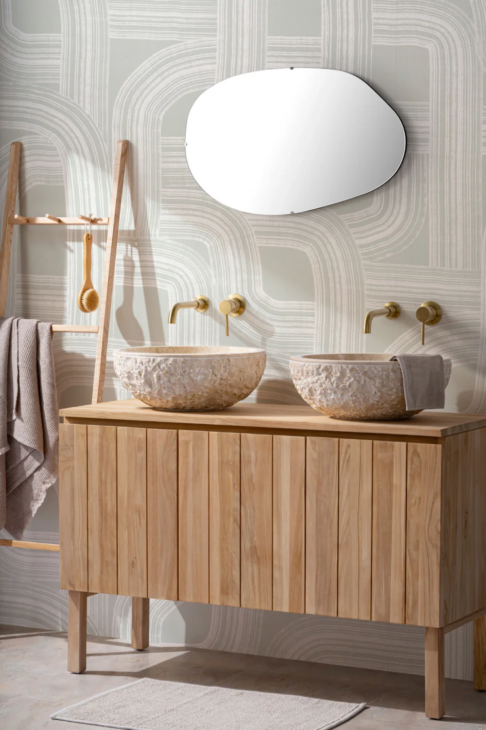 Green Minimalist Lines Wall Mural