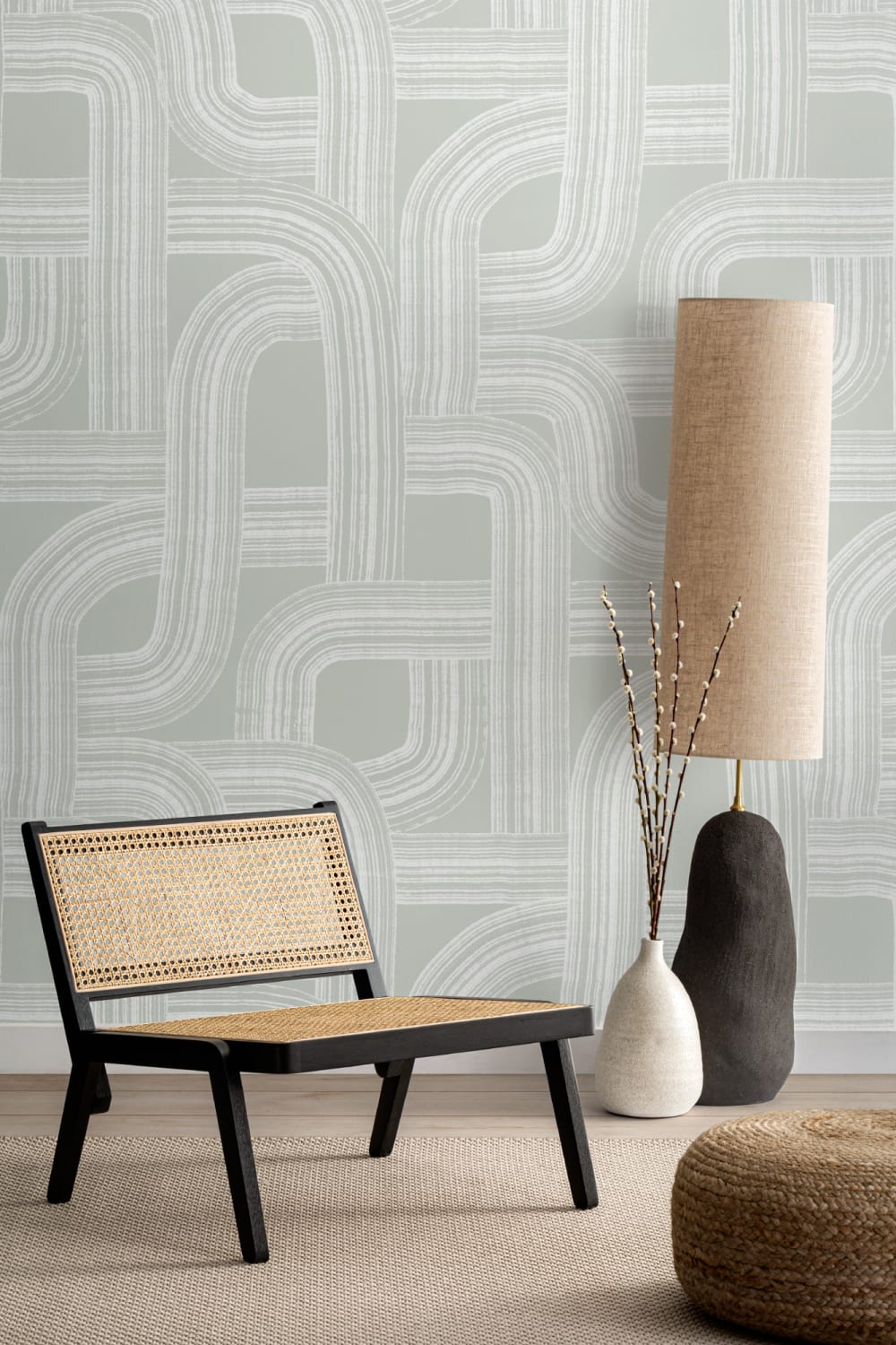 Green Minimalist Lines Wall Mural