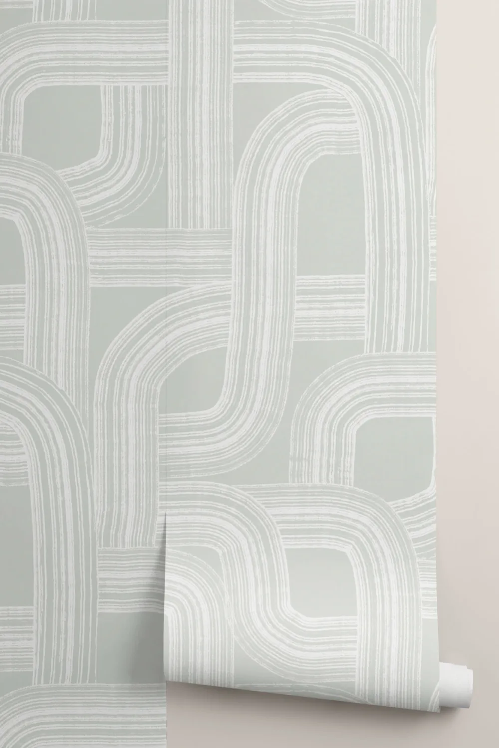 Green Minimalist Lines Wall Mural