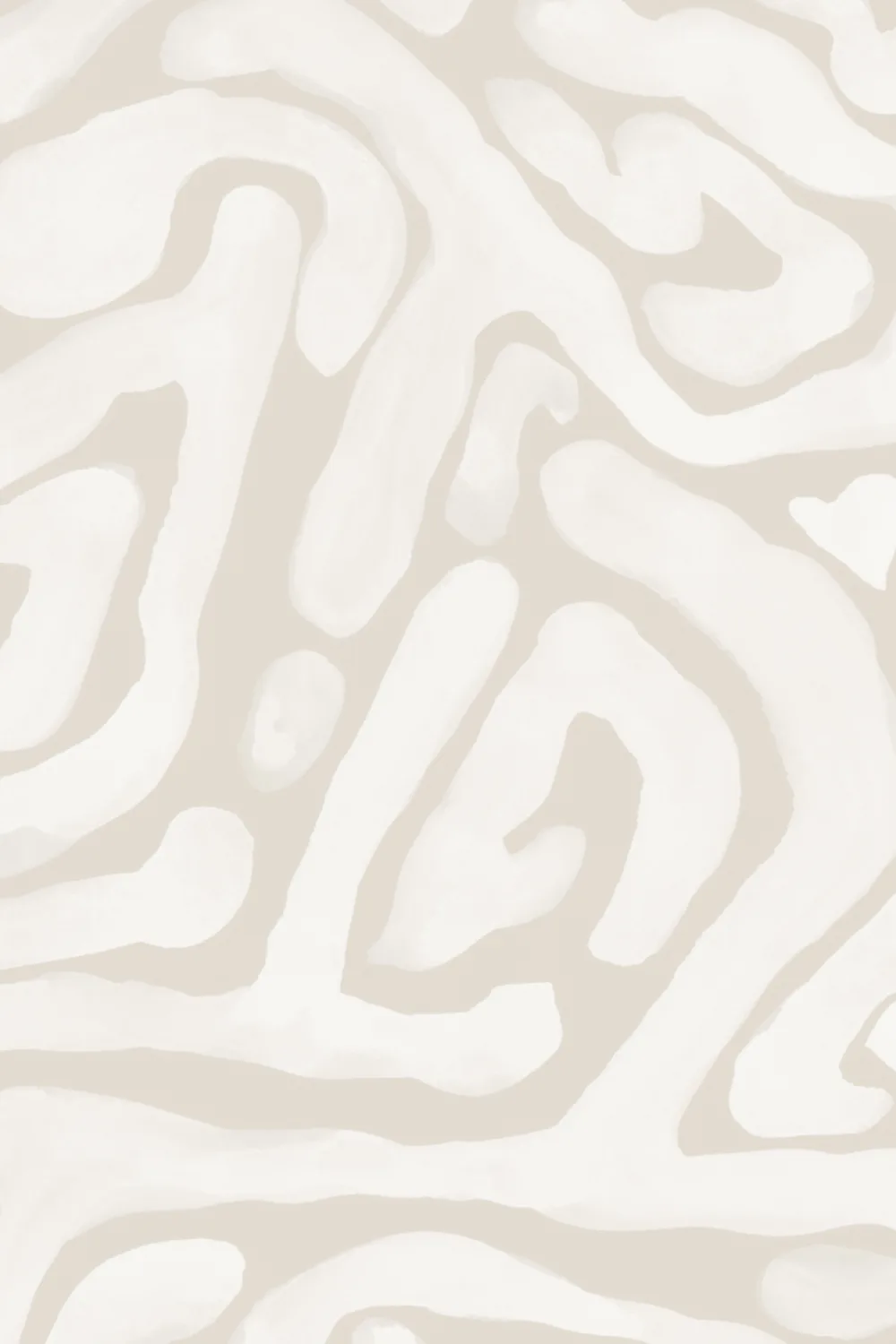 Hand-Painted Organic Maze Wallpaper in Beige