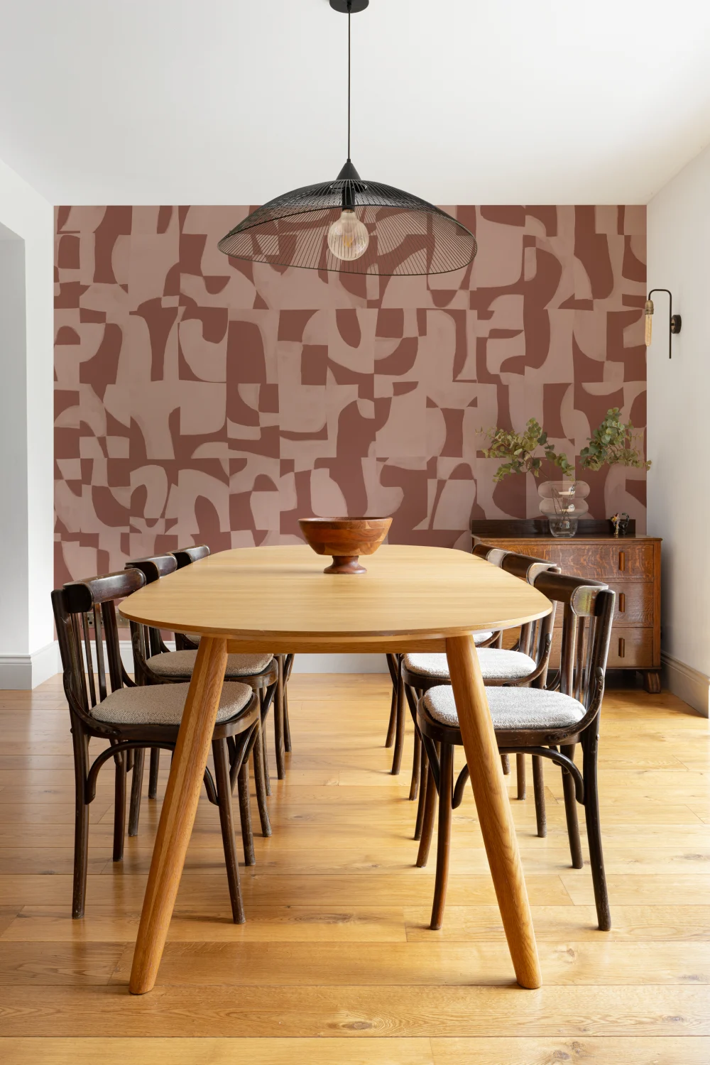 Abstract Geometric Pattern Wall Mural in Warm Terracotta