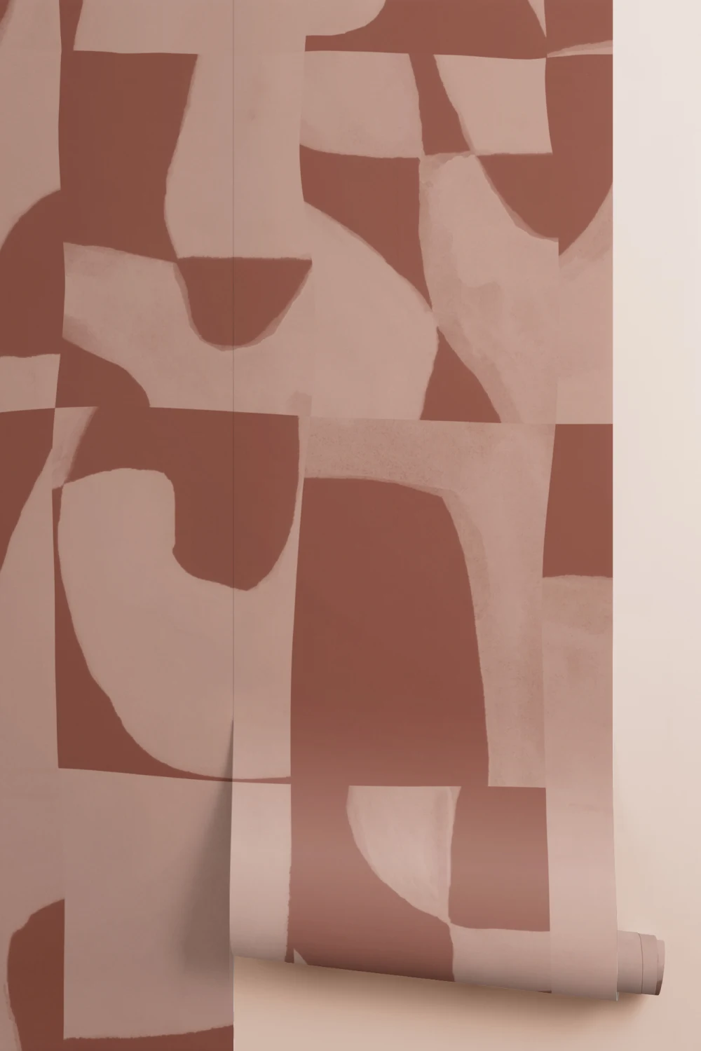 Abstract Geometric Pattern Wall Mural in Warm Terracotta