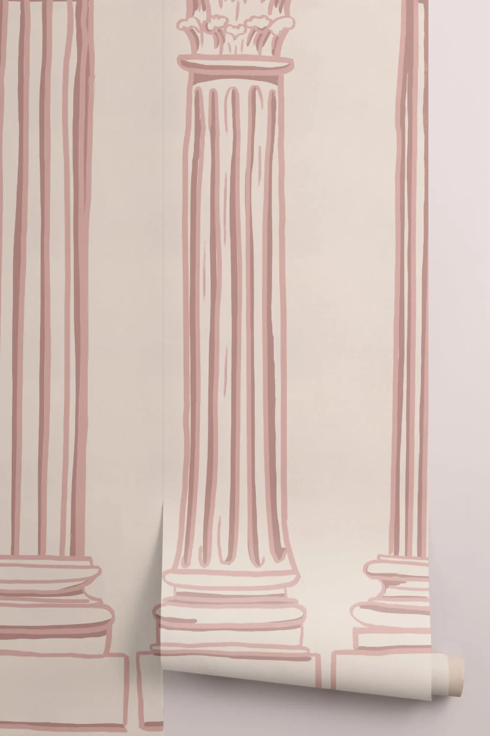 Dusty Pink Ancient Greek Columns Wallpaper Mural