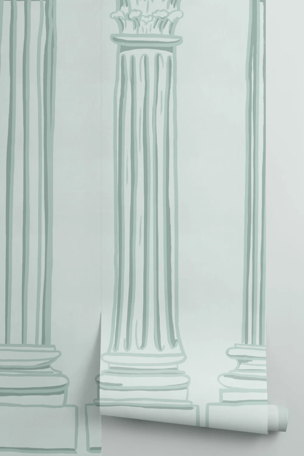 Mint Green Ancient Greek Columns Wallpaper Mural