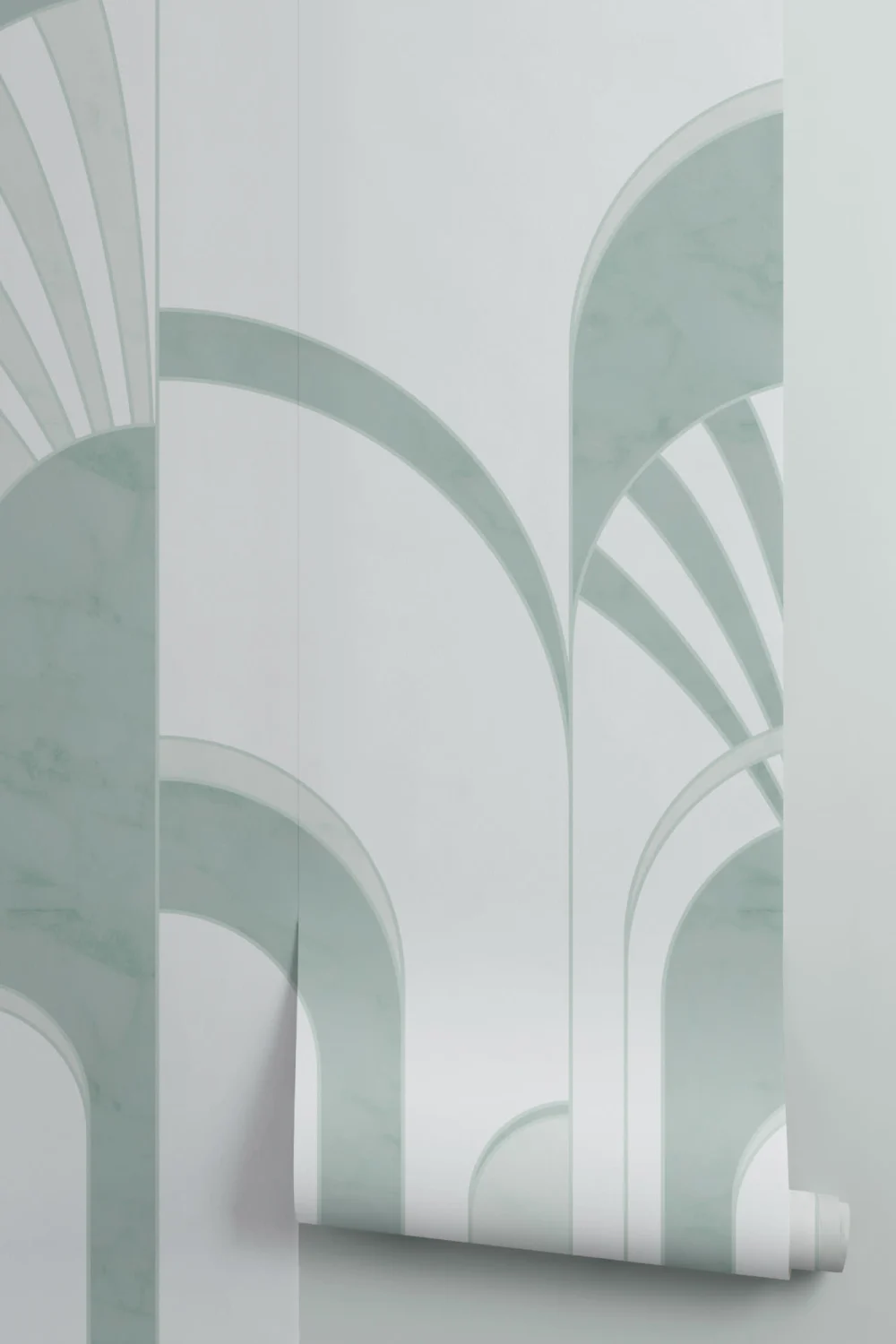 Green Art Deco Print Arches Wallpaper Mural
