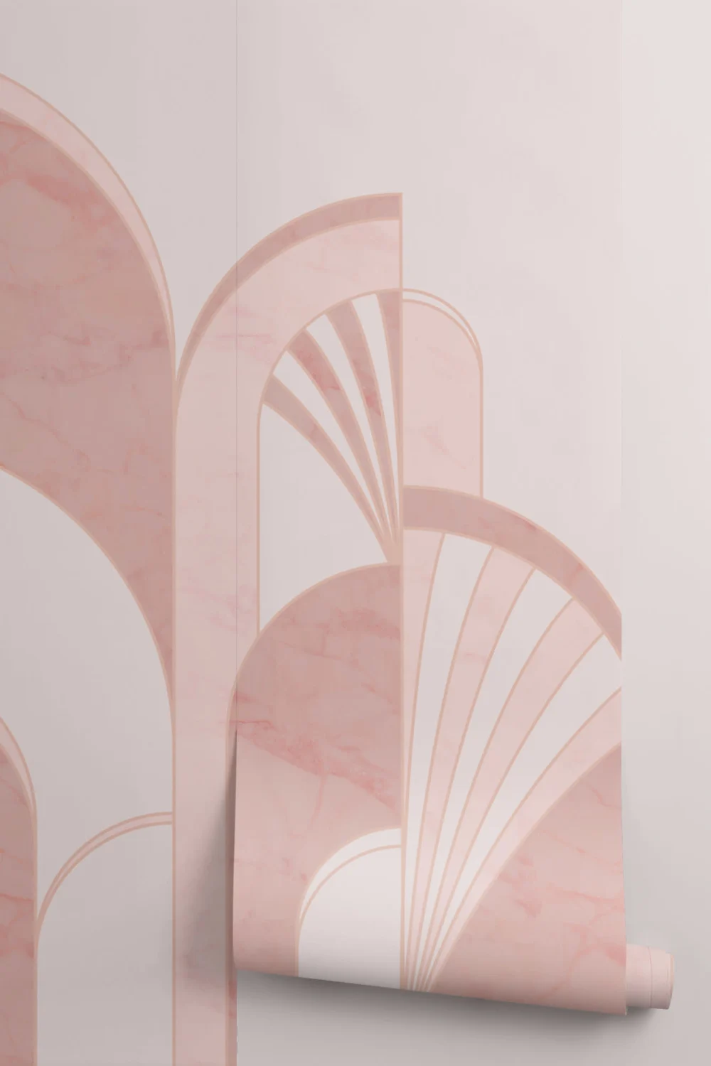 Vaaleanpunainen Art Deco tulosta kaaret kuvatapetti