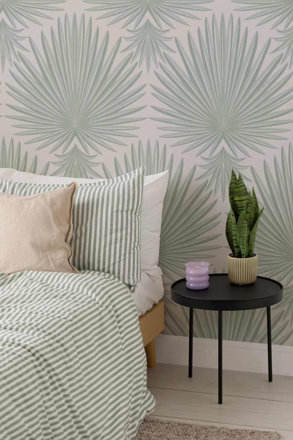 Verde Art Deco Tropical Leaf Repeat Print Wallpaper Mural