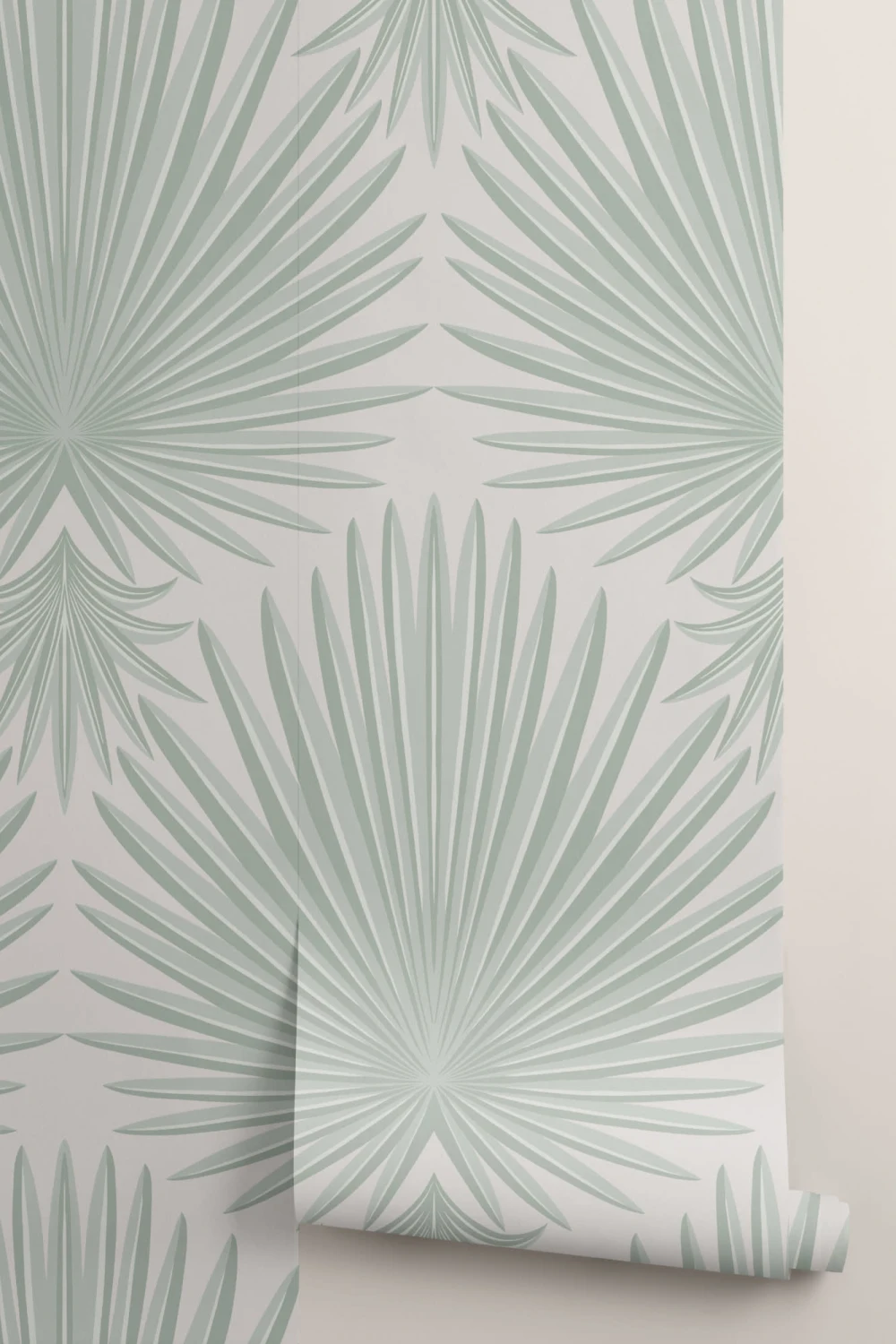 Verde Art Deco Tropical Leaf Repeat Print Wallpaper Mural