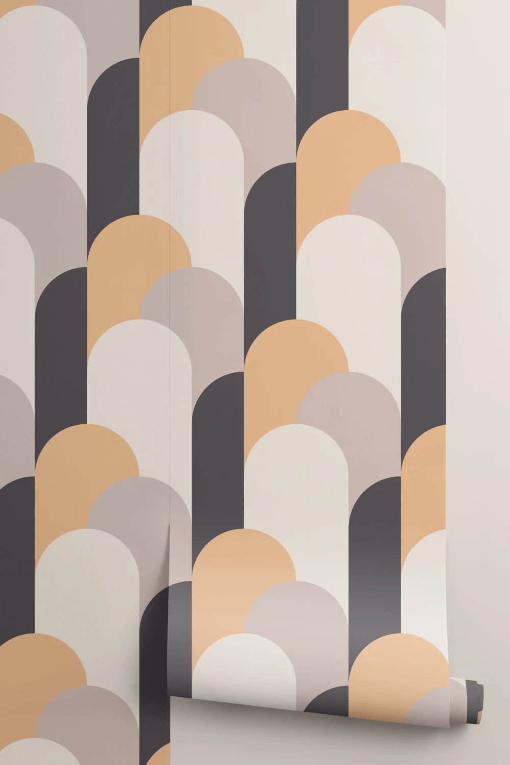 Cream Art Deco Arches Repeat Print Behang Muurschildering