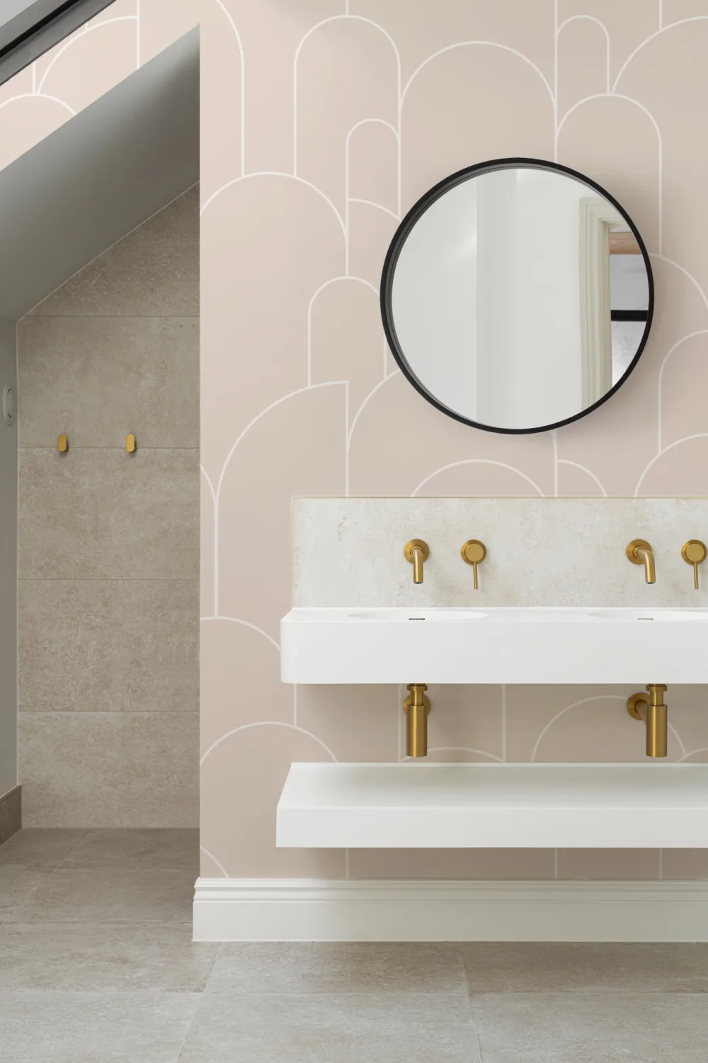 Pink Art Deco Arch Outlines Wallpaper Mural