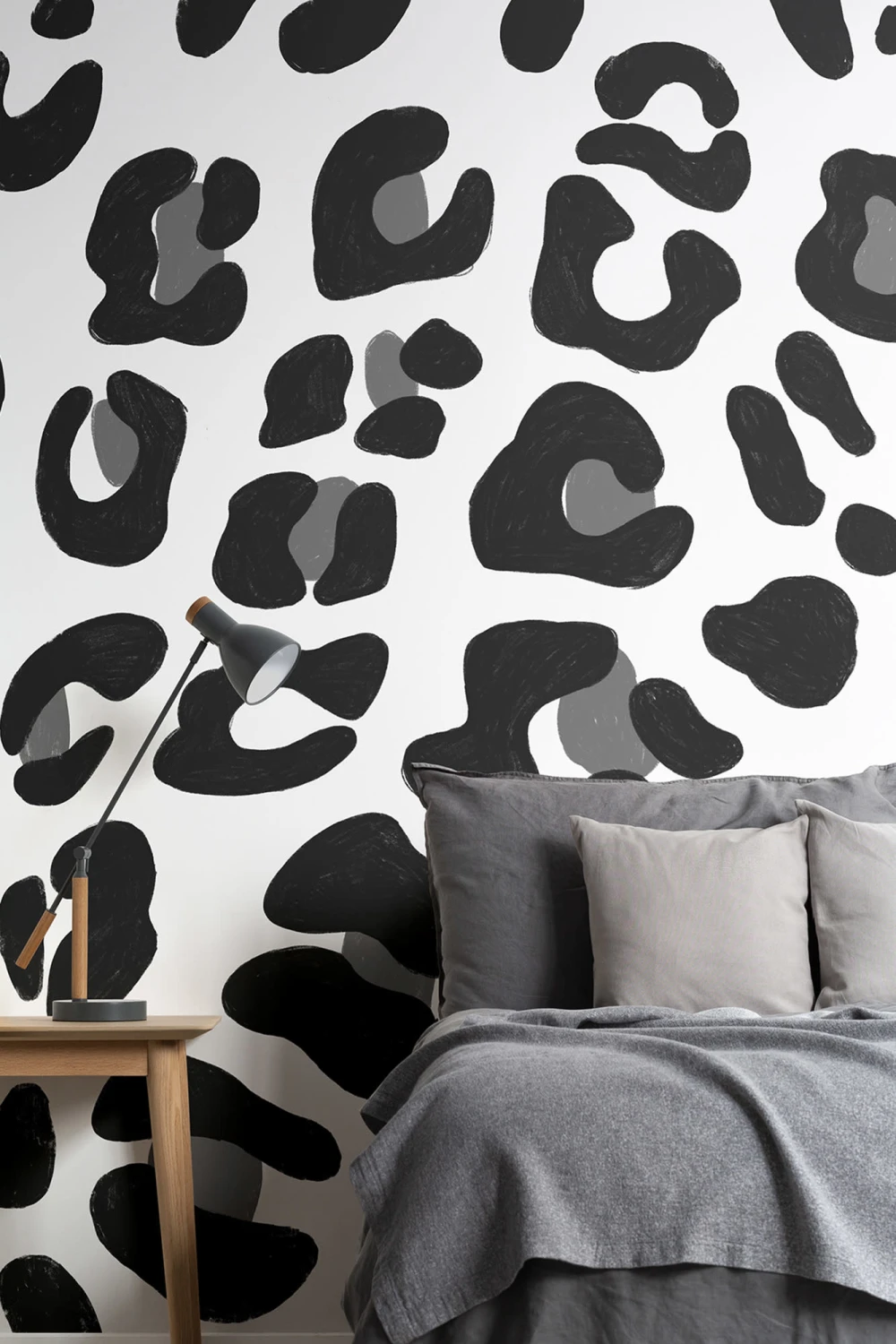 Svartvitt Leopard Print Wallpaper Mural
