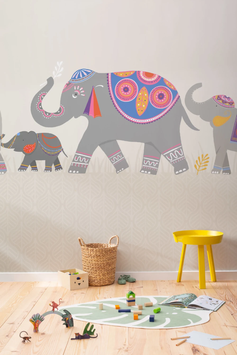 Fototapete Süßer Indischer Elefant für Kids Bunt