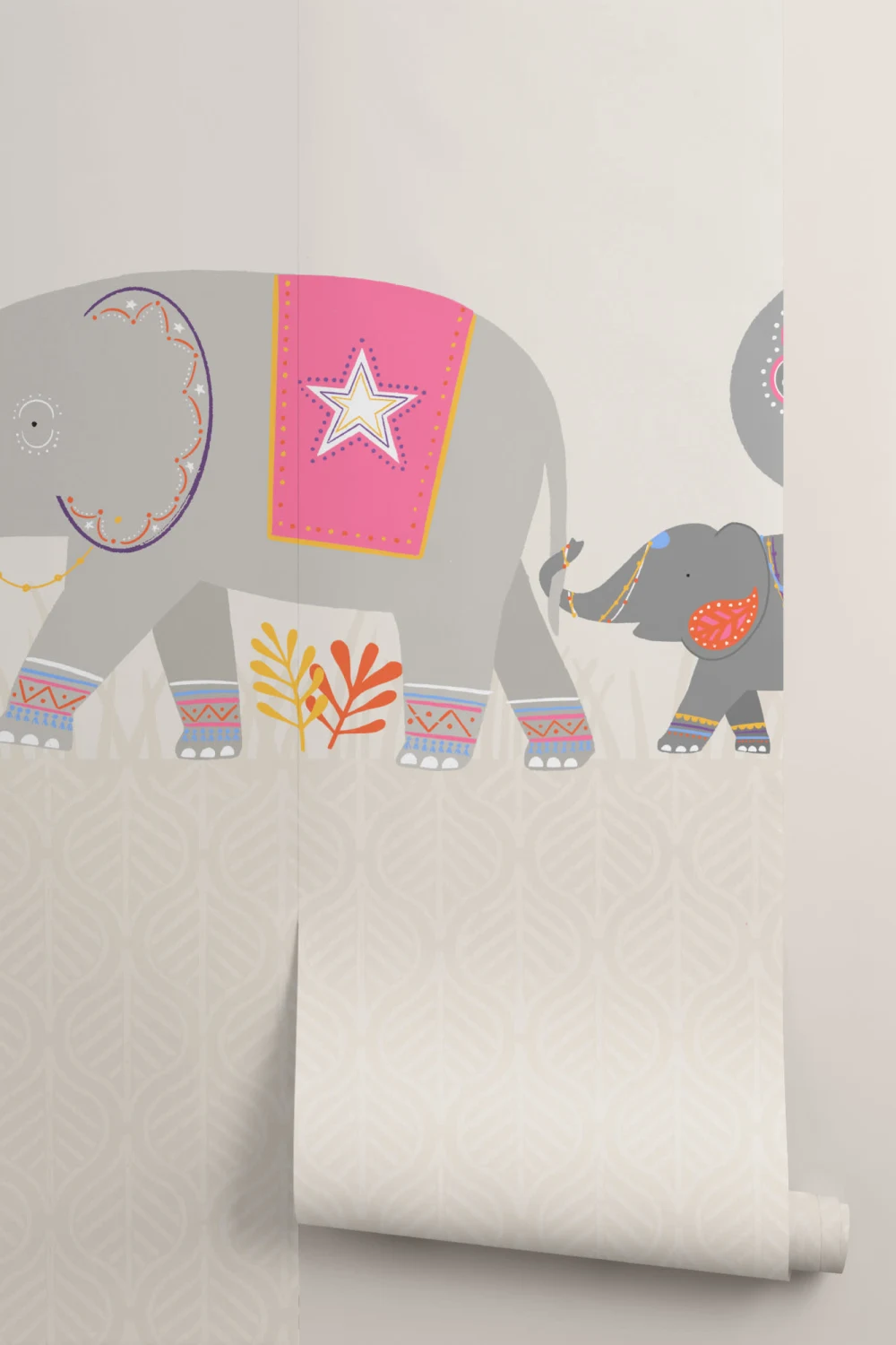 Fototapete Süßer Indischer Elefant für Kids Bunt