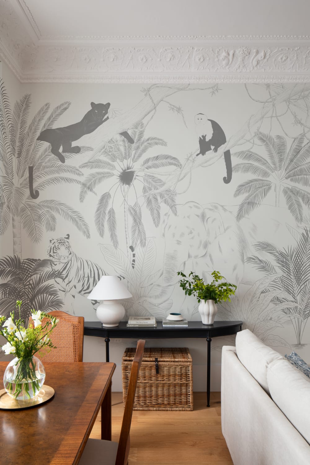 Sophisticated Jungle Animals Illustration Wallpaper Mural