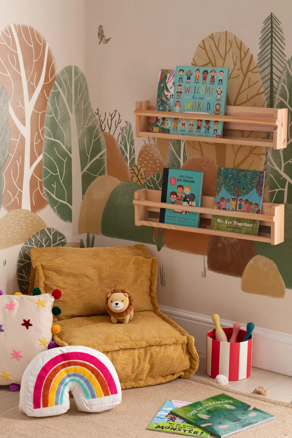 Kids Painted Autumnal Forest Landscape Wallpaper Mural