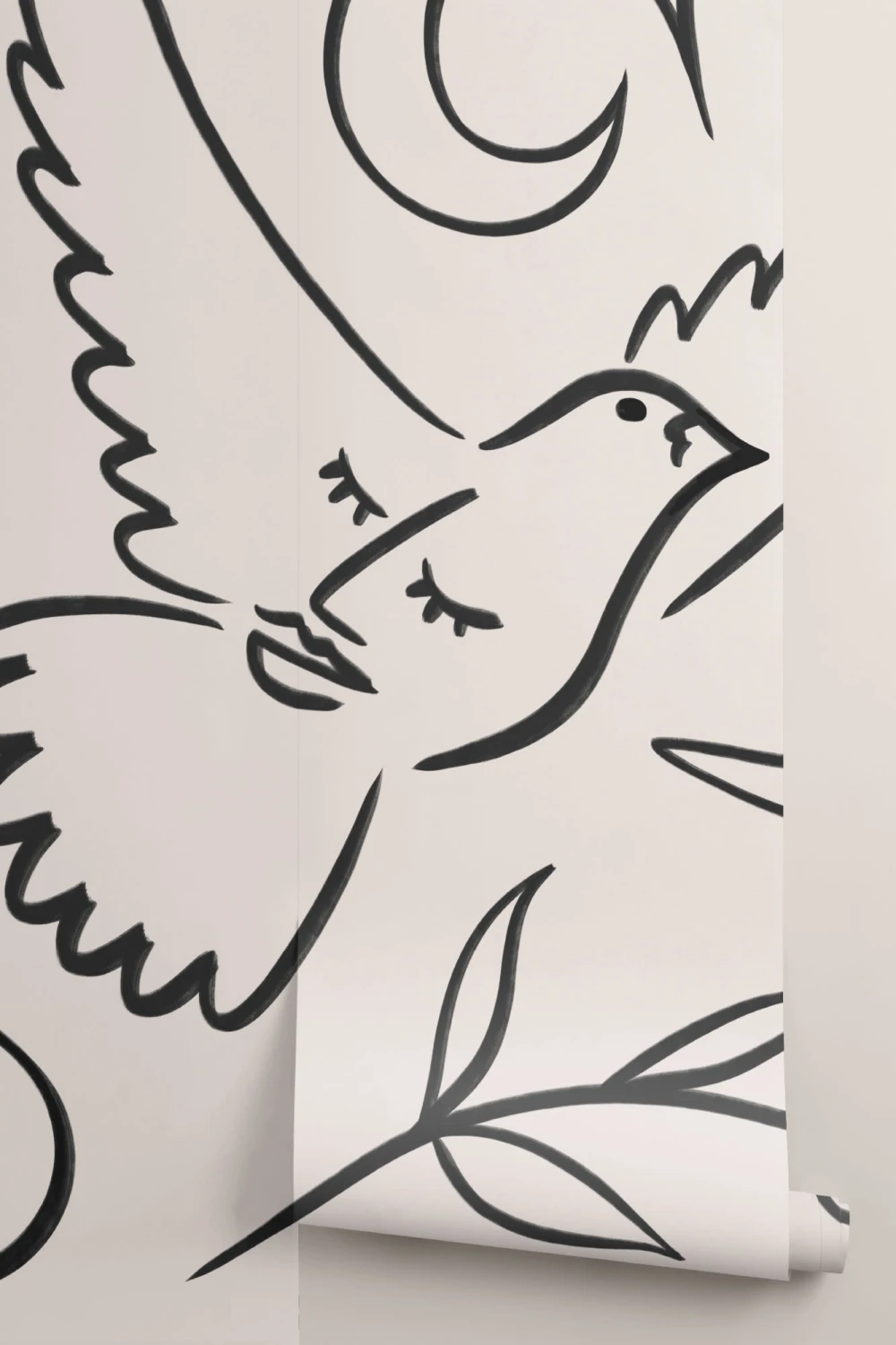 Black & Beige Abstract Dove Mural