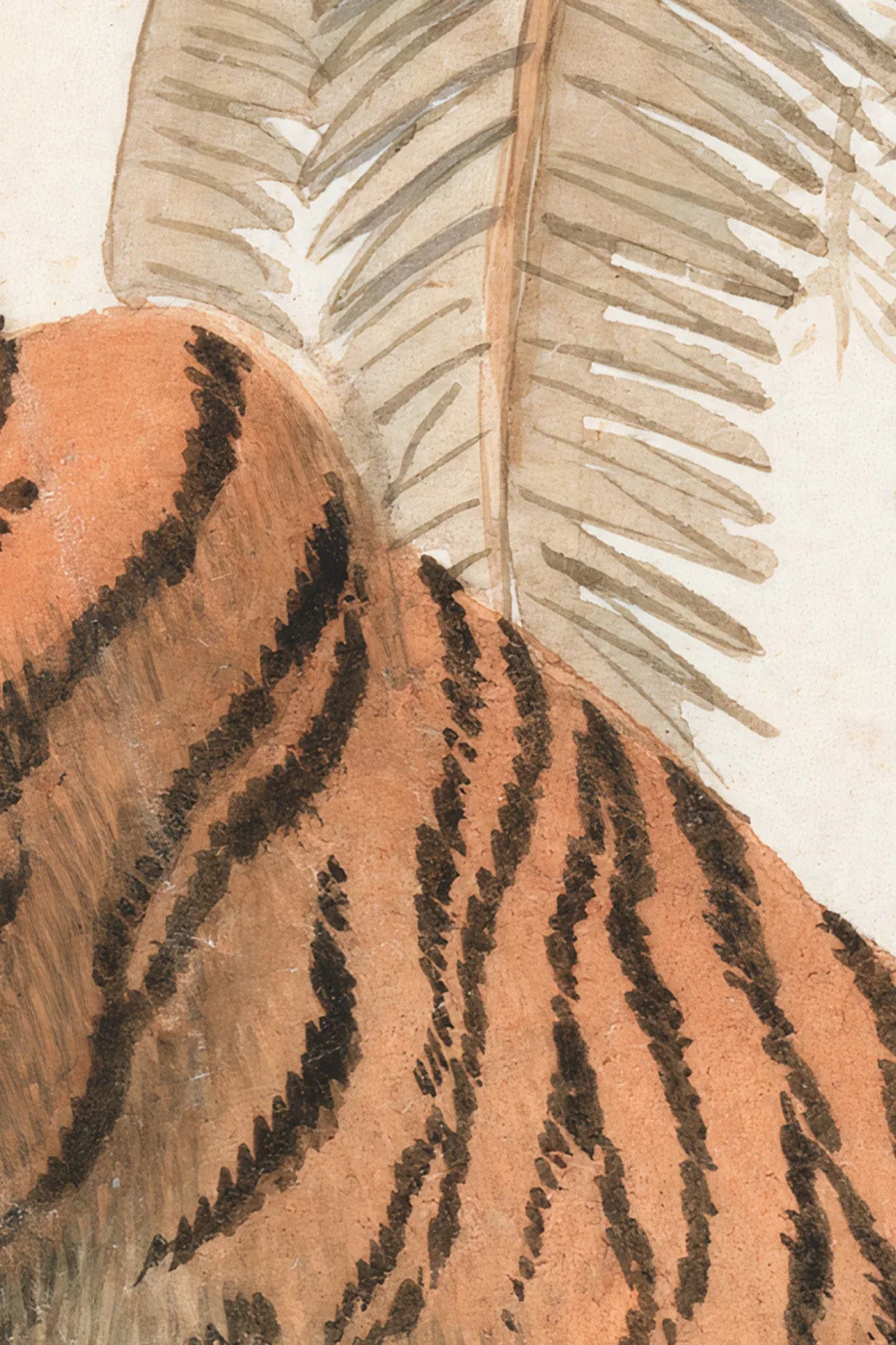 Murales de Papel Pintado ilustrado de tigre con paisaje tropical