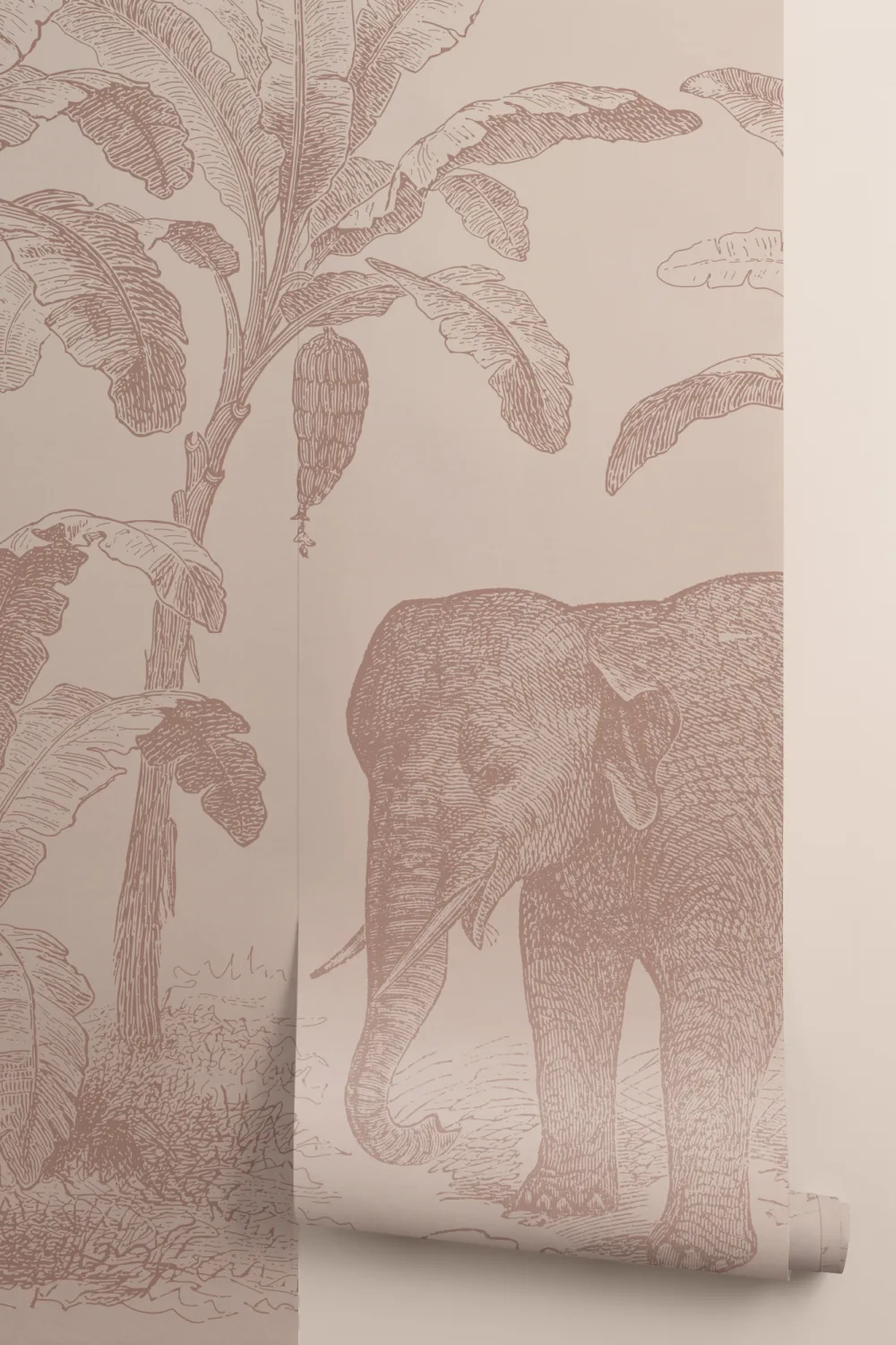 Terracotta Vintage Explorer Elephant Wallpaper Mural