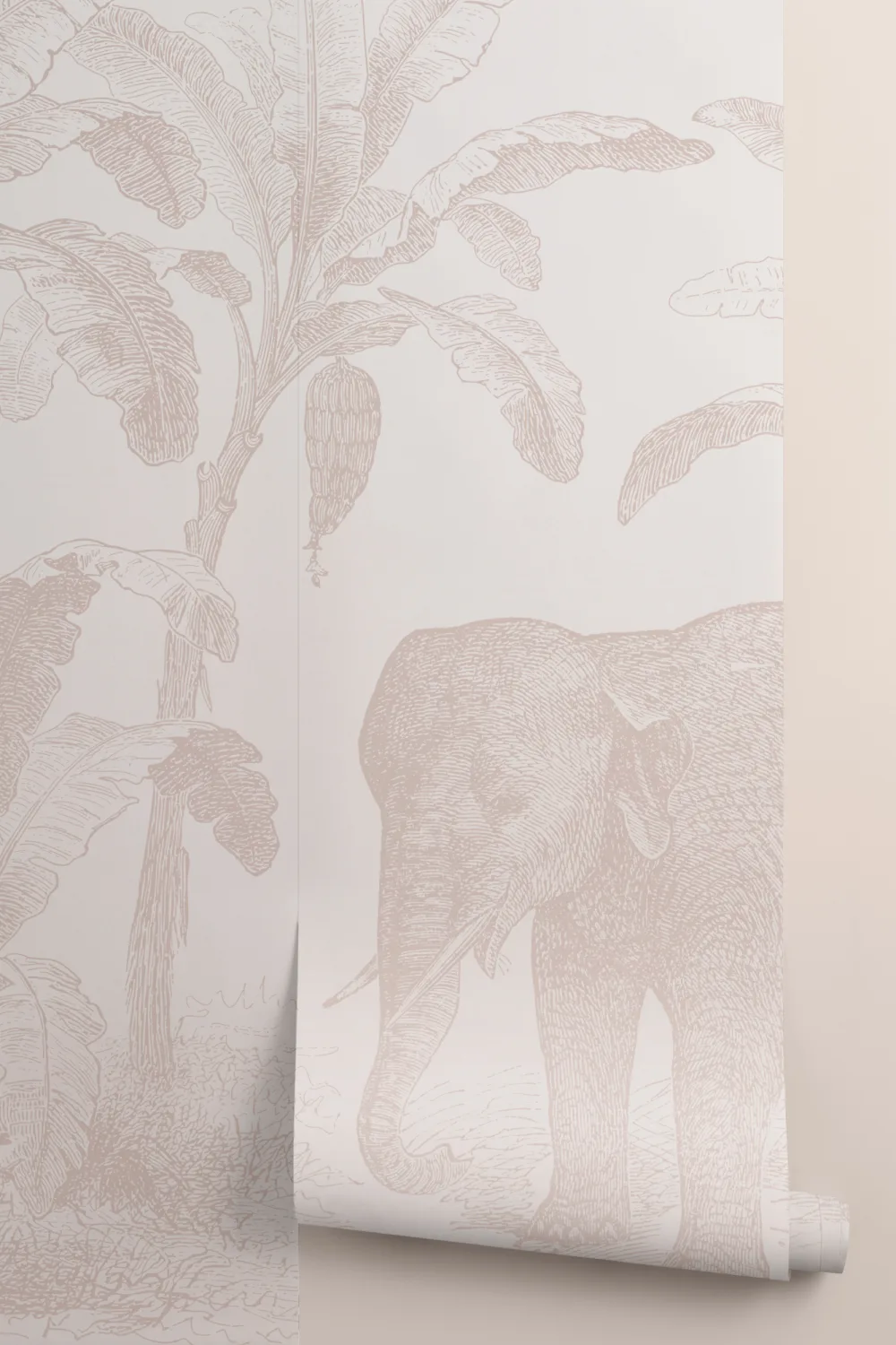 Pink Vintage Explorer Elephant Wallpaper Mural