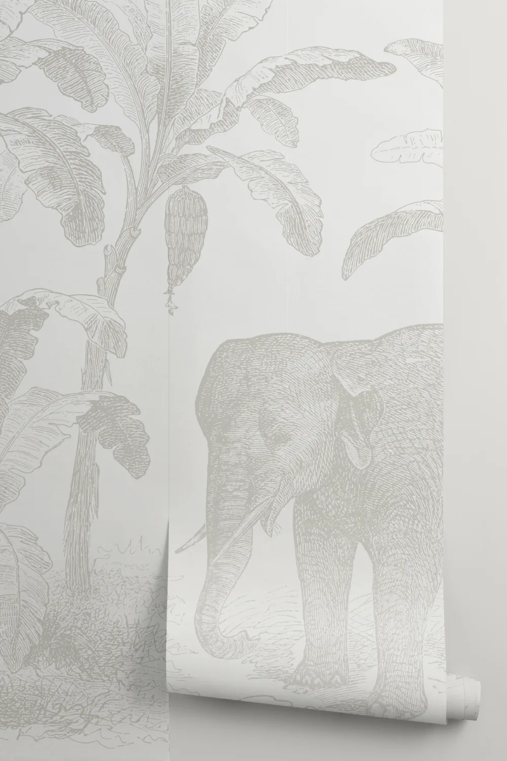 Carta da parati Vintage Explorer Elephant in beige