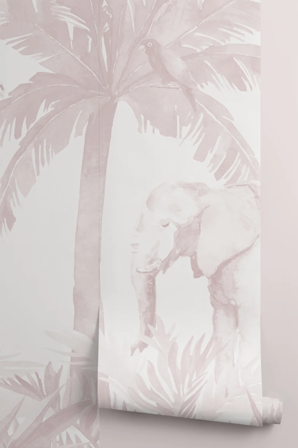 Pink Watercolor Jungle Nursery Wallpaper Mural