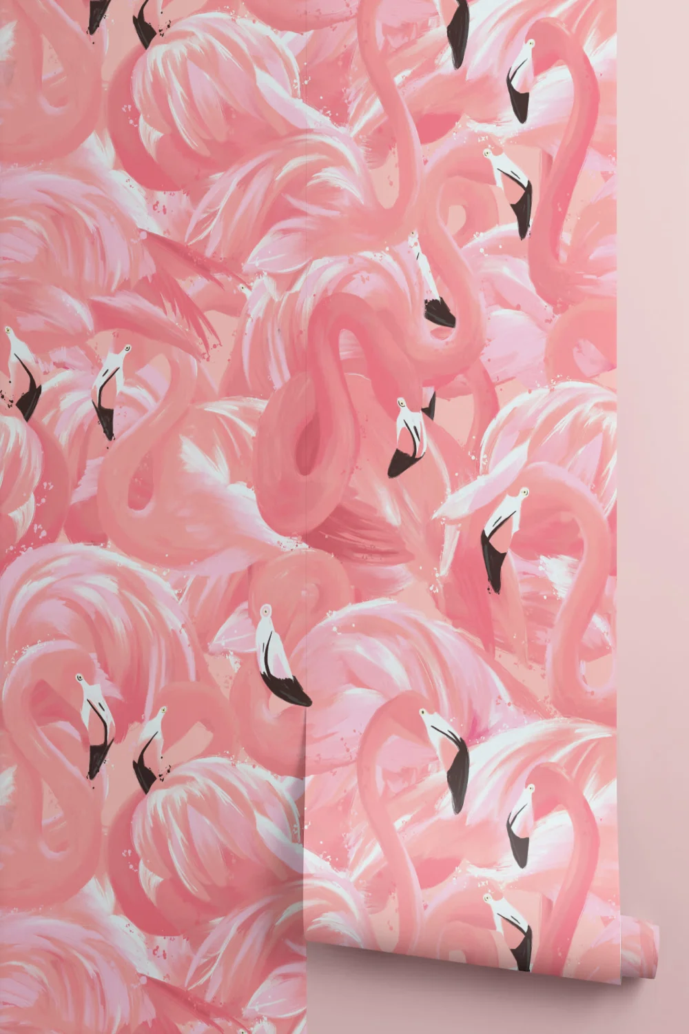 Pink Flamingo Bird Pattern Wallpaper Mural