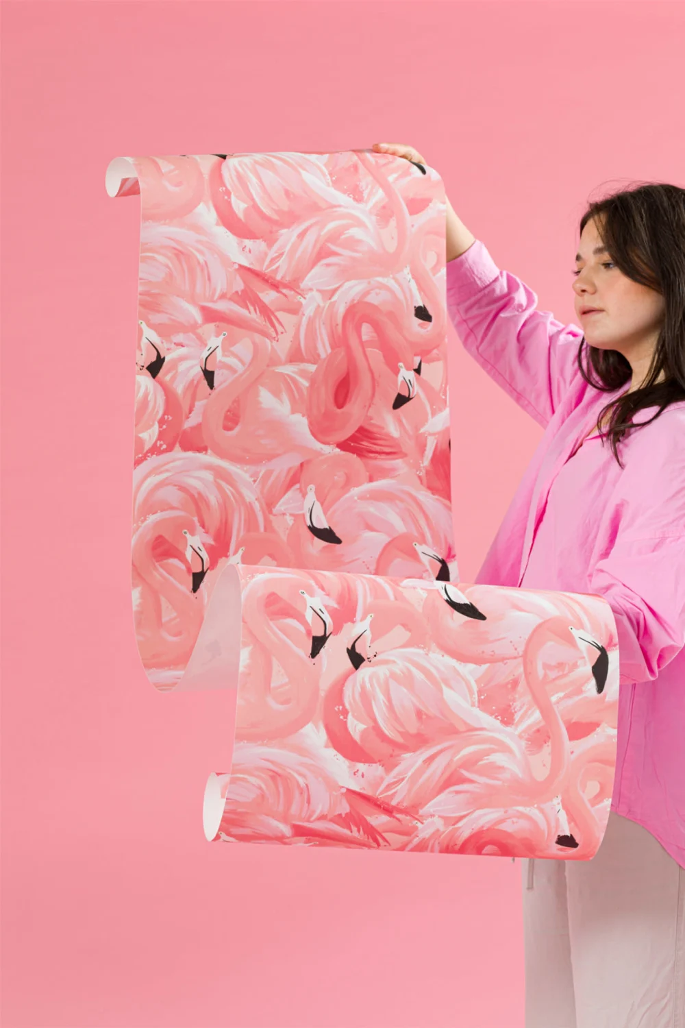 Pink Flamingo Bird Pattern Wallpaper Mural