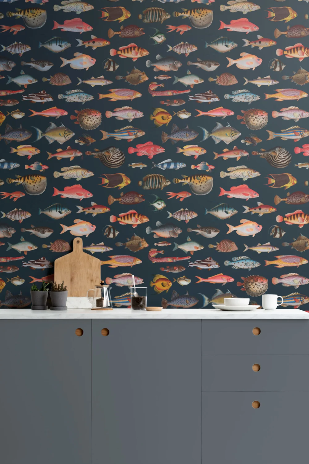 Colorful Fish Curiosities Pattern Wallpaper Mural