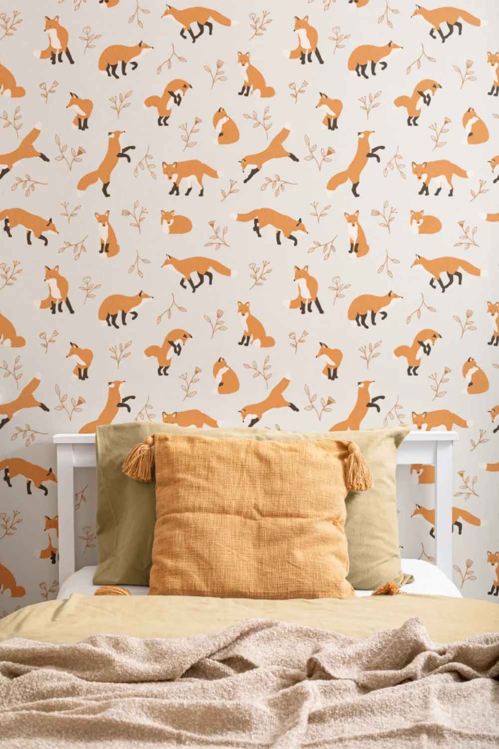 Orange Fox Pattern Wallpaper Mural