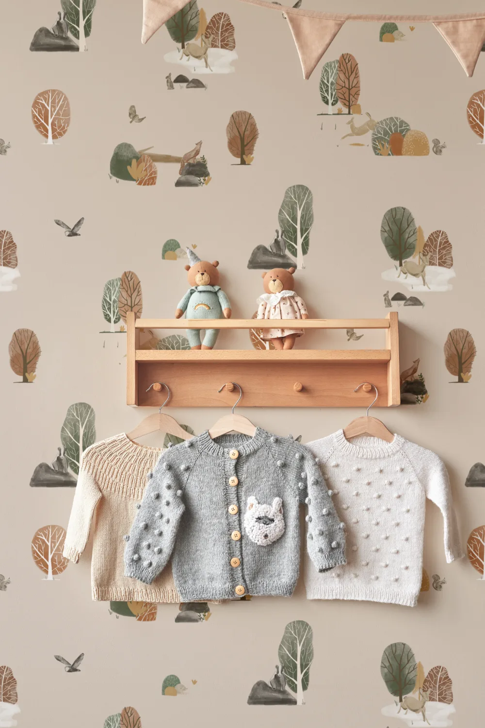 Papel Pintado Niños con Motivos de Animales del Bosque en Otoño