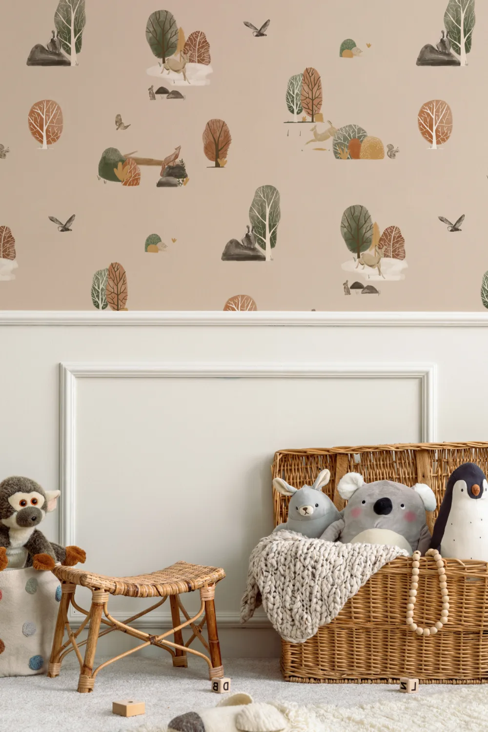 Papel Pintado Niños con Motivos de Animales del Bosque en Otoño