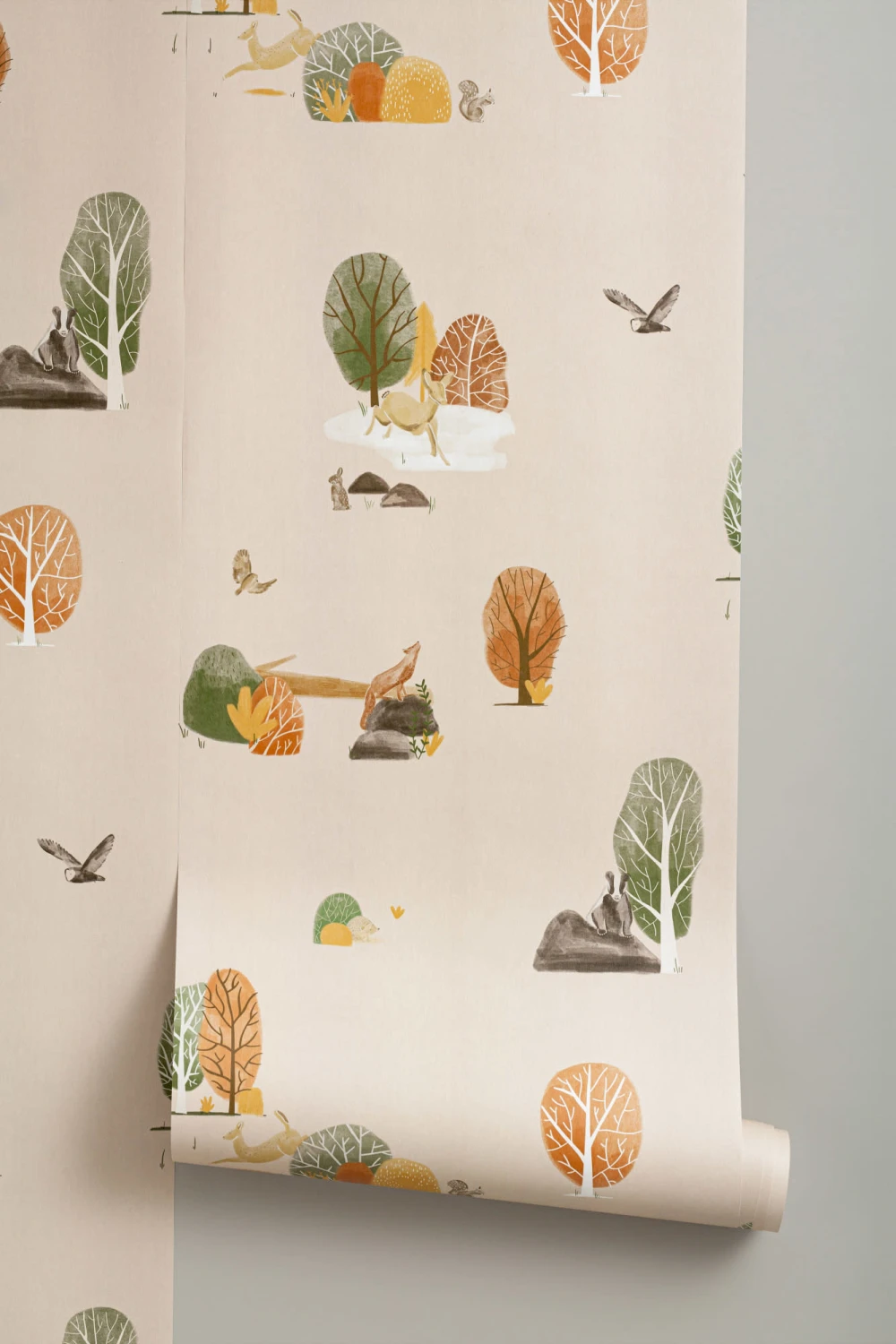 Papel Pintado Niños con Motivos de Animales del Bosque en Otoño