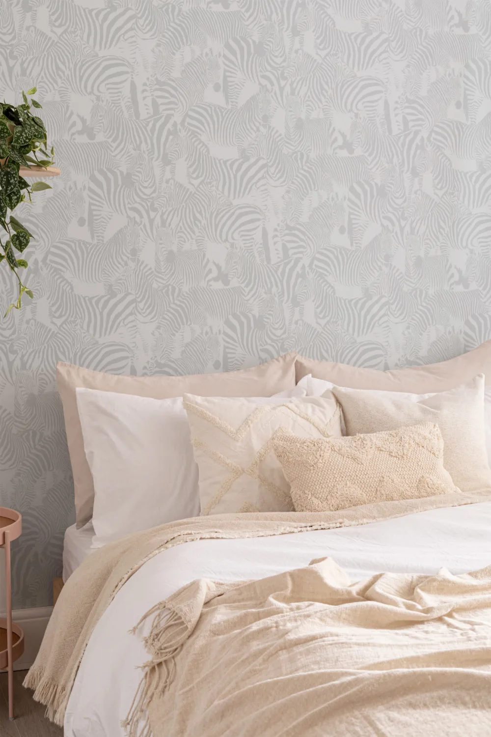 Gray Zebra Animal Modern Repeat Pattern Wallpaper