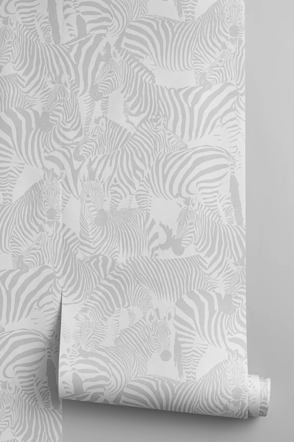 Gray Zebra Animal Modern Repeat Pattern Wallpaper