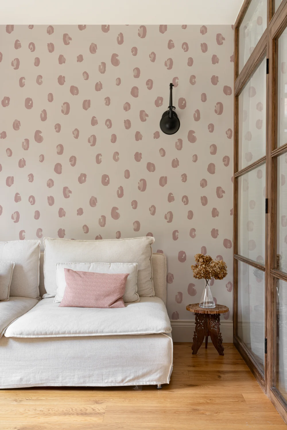 Roze en neutraal aquarel luipaard print herhalen patroon behang