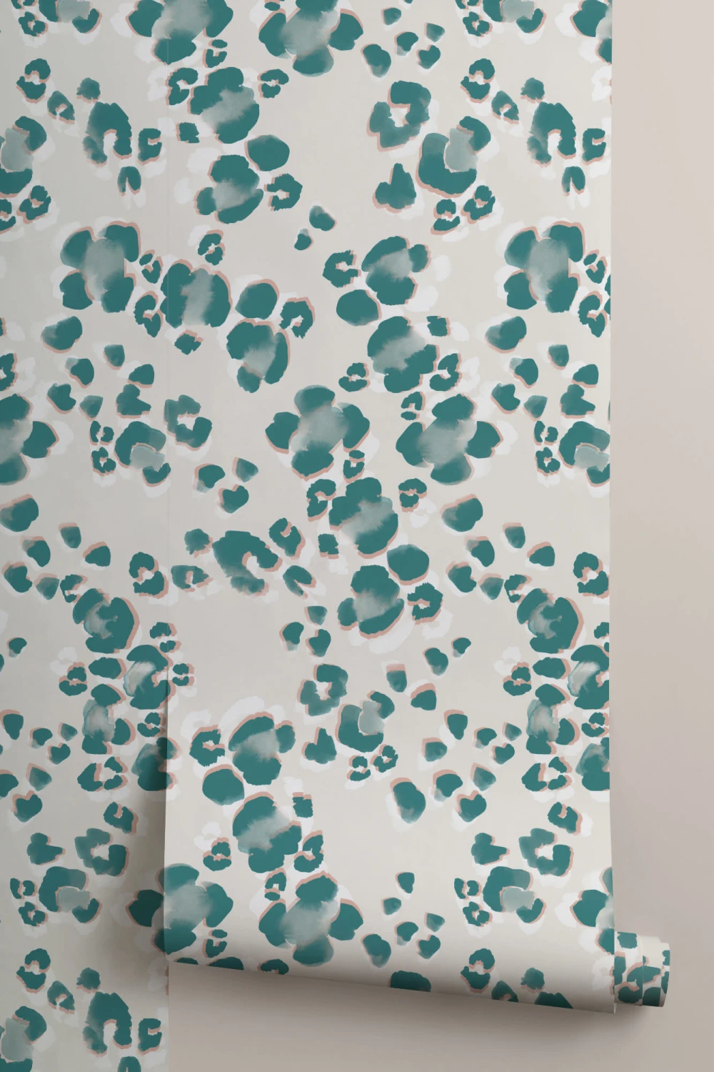 Teal Maximalist Leopard Spots Repeat Pattern Wallpaper