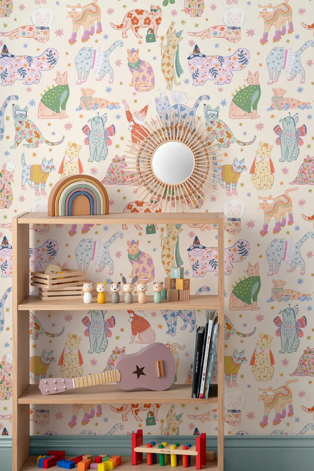 Bright Cats in Outfits Print Wallpaper Mural