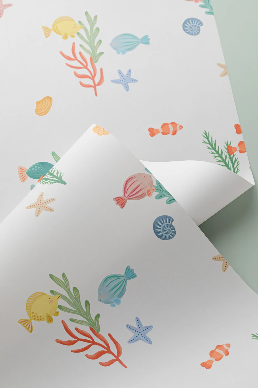 Cute Hand Drawn Fish with Coral Wallpaper